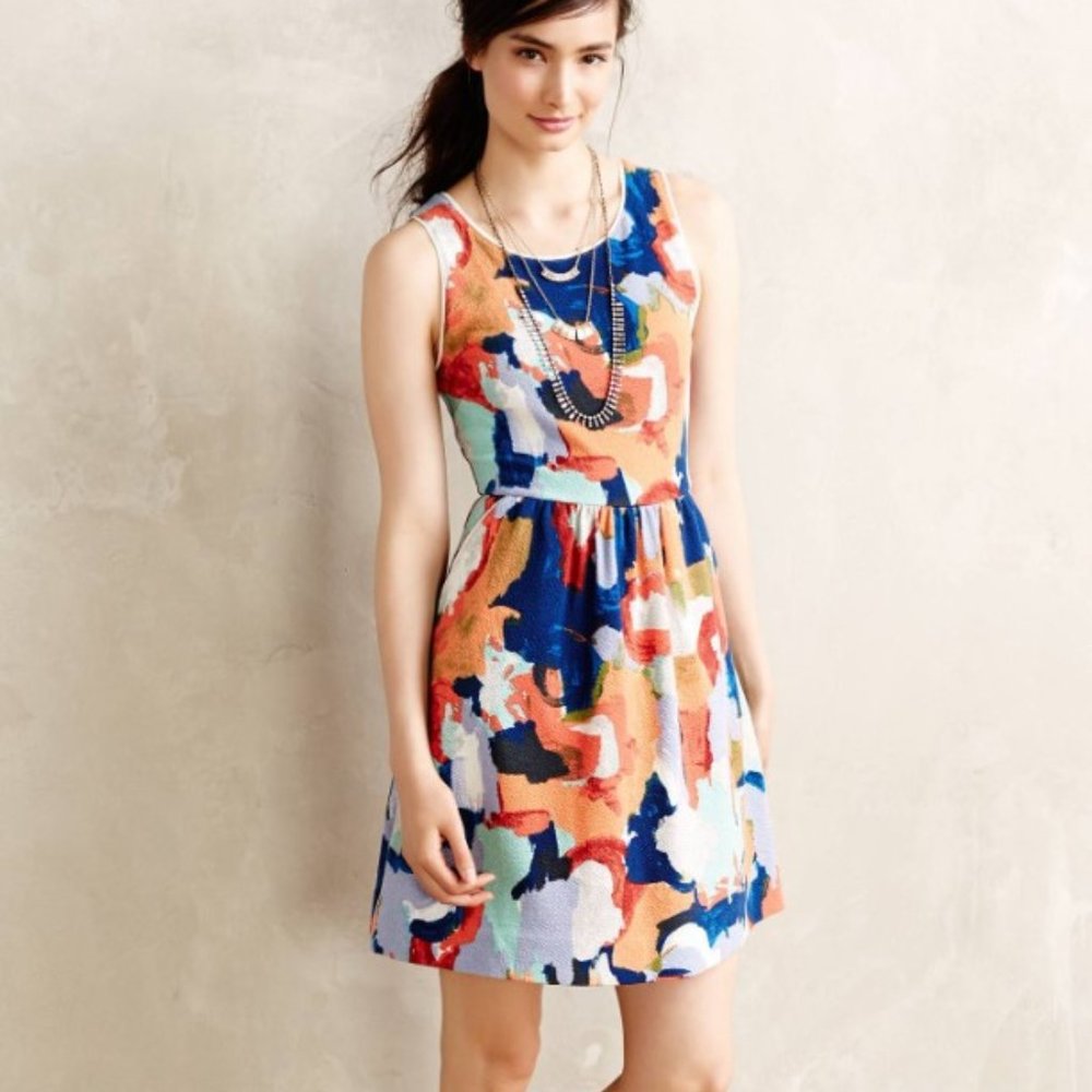 9H15 STCL (Anthropologie) Lantana Watercolor Dress US Size 0